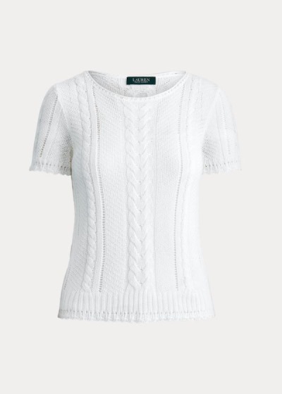 Sueter Ralph Lauren Mujer Blancos - Cable-Knit Linen-Blend - ESCKJ3487